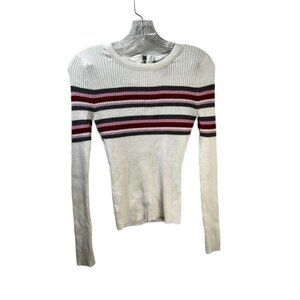 STRIPED Cropped Sweater Retro Style Knit Medium‎ NWOT